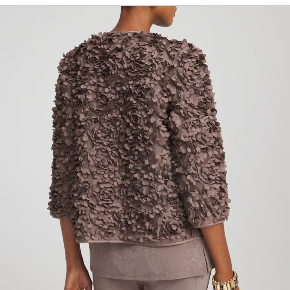 nwt CHICO'S TRAVELERS COLLECTION textured jacket rosette m - Picture 3 of 3